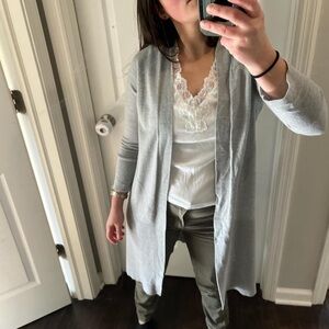 100% Merino Wool Talbots size Medium Grey long cardigan